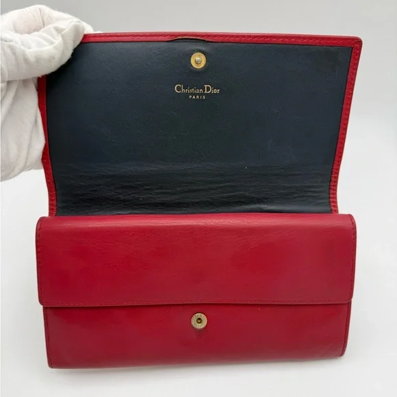 Vintage Christian Dior Double Flap Long Wallet with Unbranded Chain - Picture 8 of 17